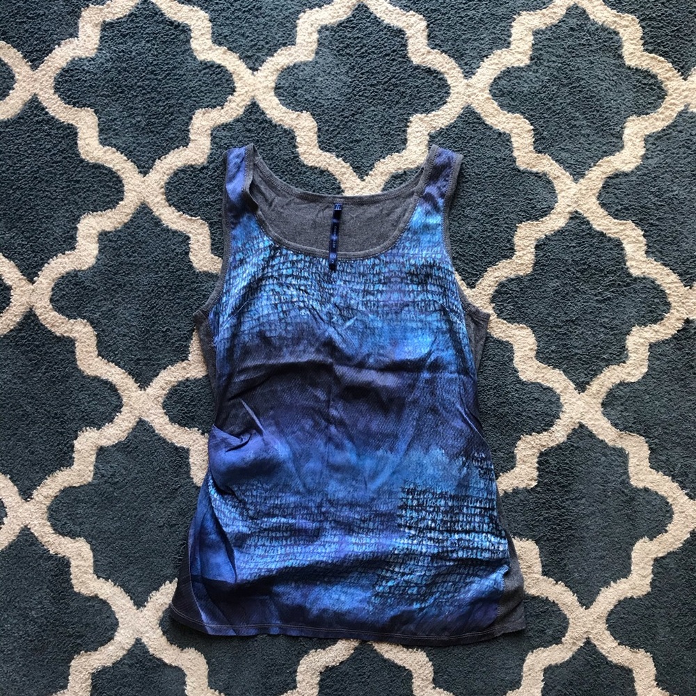Karen Millen blue print silk tank top size 2